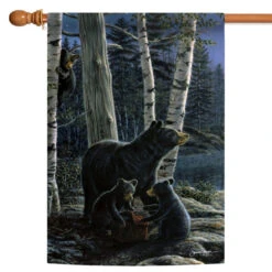 Black And Gray Bear Picnic Outdoor House Flag 40" X 28"