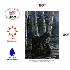 Black And Gray Bear Picnic Outdoor House Flag 40" X 28" -PatioVibe Shop dtol 1010434 3 68238.1683660642