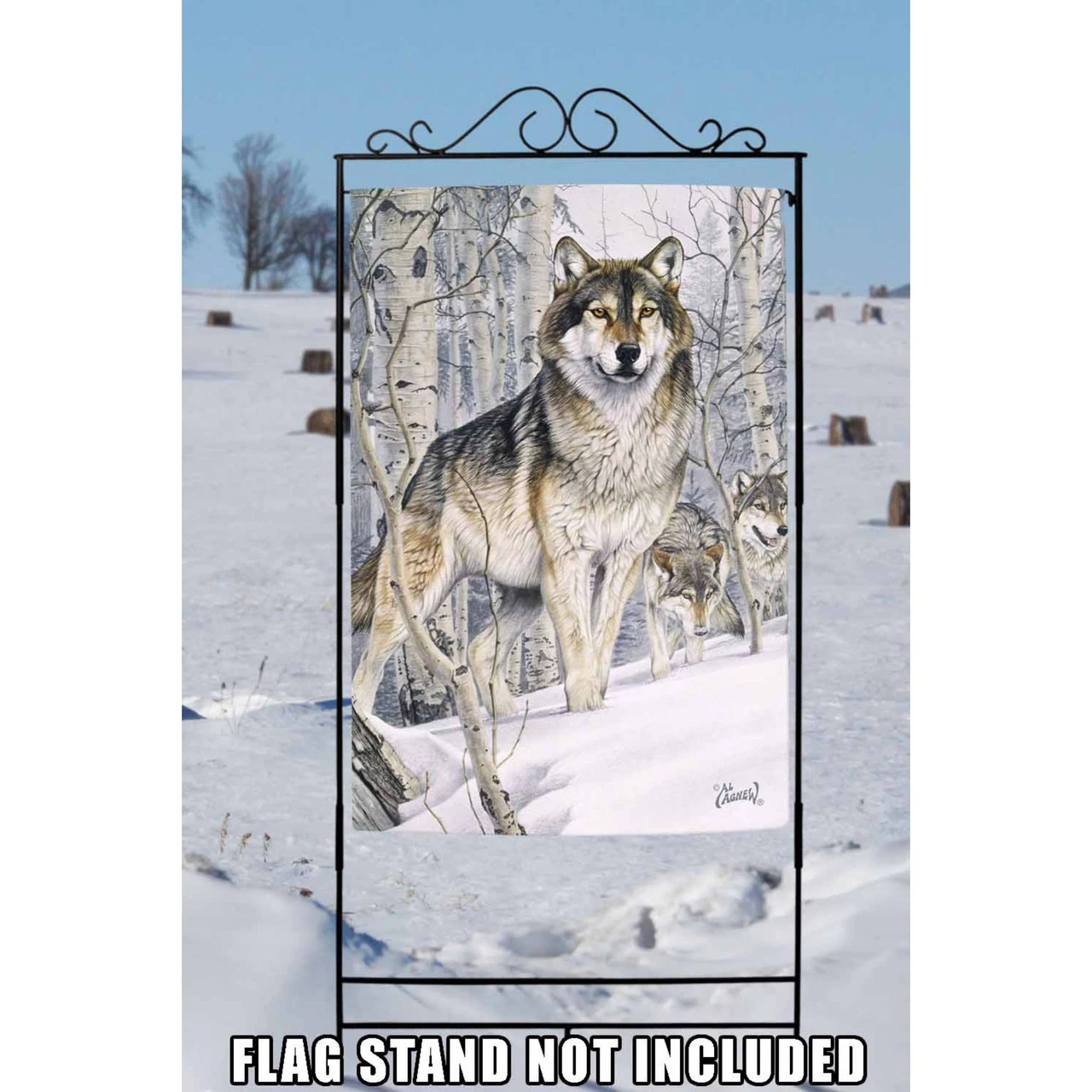 Gray And White Snow Wolves Outdoor House Flag 40" X 28" 2 Gray And White Snow Wolves Outdoor House Flag 40" X 28" - Image 2