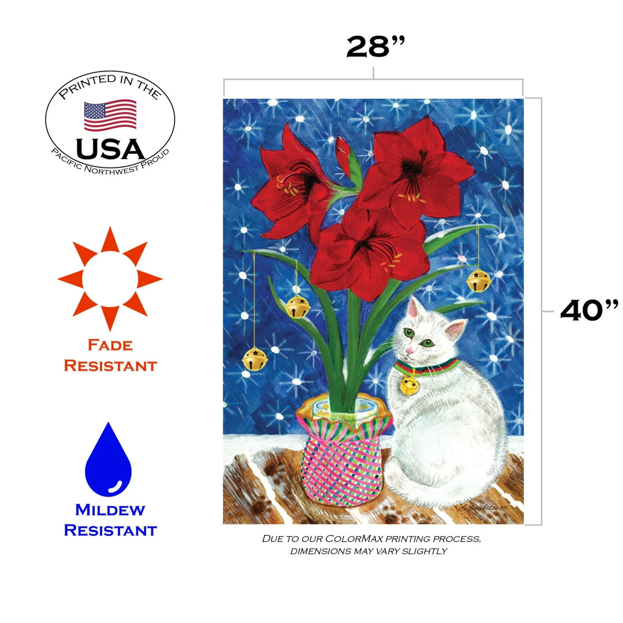 Blue And Red Amaryllis Kitty Outdoor House Flag 40" X 28" 3 Blue And Red Amaryllis Kitty Outdoor House Flag 40" X 28" - Image 3