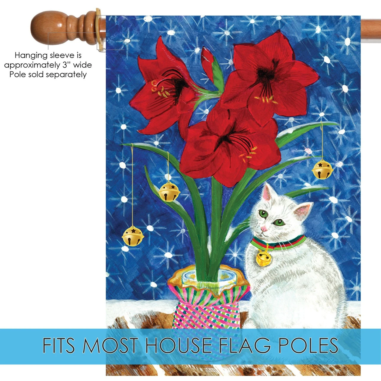 Blue And Red Amaryllis Kitty Outdoor House Flag 40" X 28" 5 Blue And Red Amaryllis Kitty Outdoor House Flag 40" X 28" - Image 5