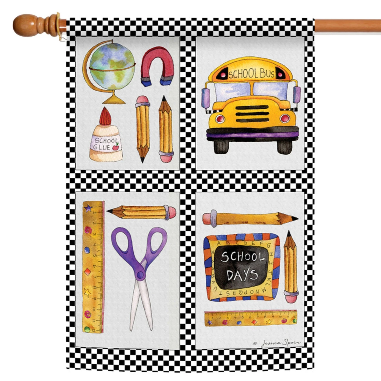 Yellow And White School Stuff Outdoor House Flag 40" X 28" 1 Yellow And White School Stuff Outdoor House Flag 40" X 28"