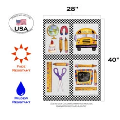 Yellow And White School Stuff Outdoor House Flag 40" X 28" 7 Yellow And White School Stuff Outdoor House Flag 40" X 28" -PatioVibe Shop dtol 1010474 3 68679.1683717689