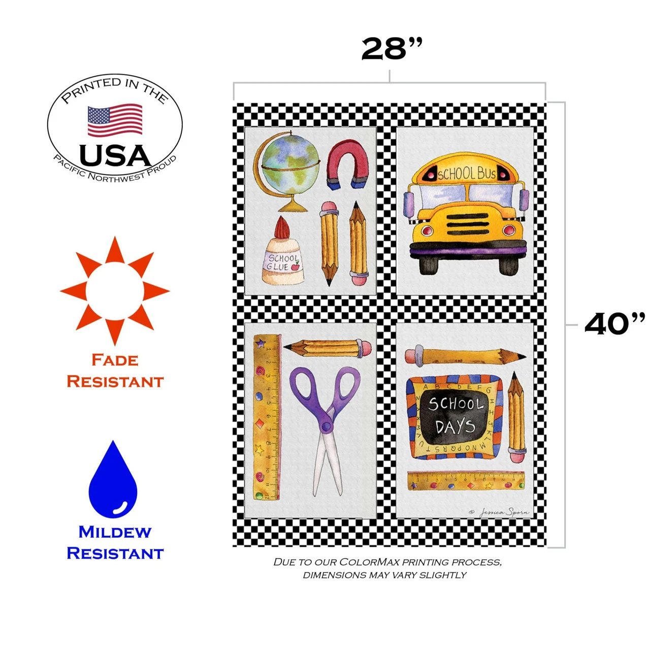 Yellow And White School Stuff Outdoor House Flag 40" X 28" 3 Yellow And White School Stuff Outdoor House Flag 40" X 28" - Image 3