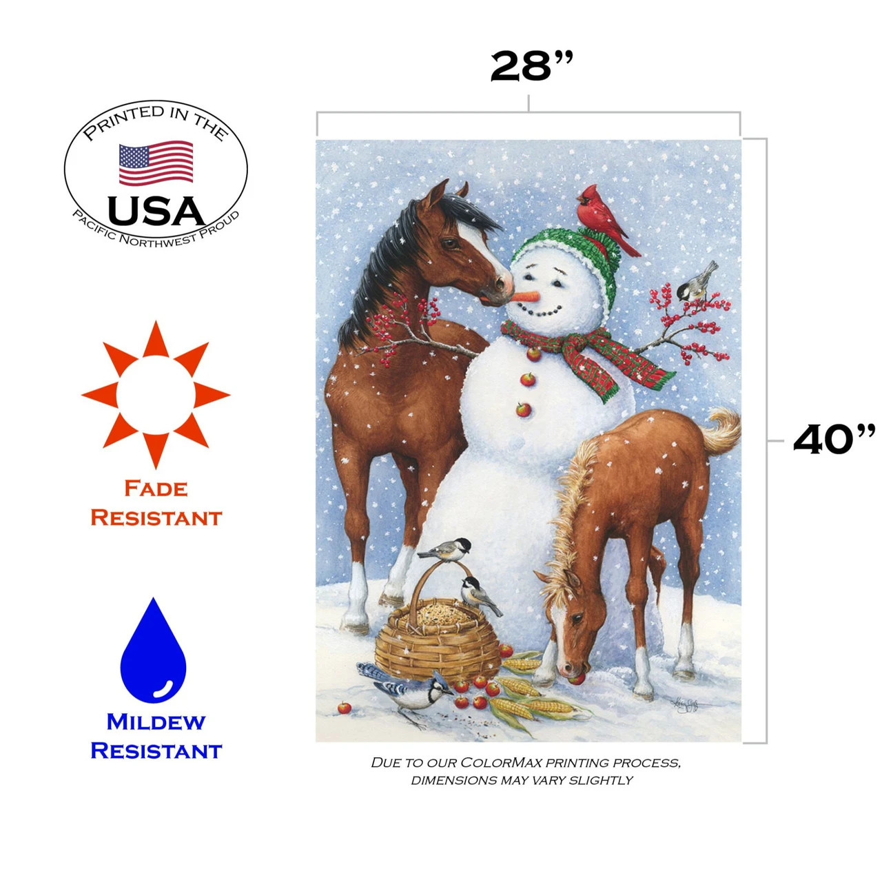 White And Brown Snowman Pasture Christmas Outdoor House Flag 40" X 28" 3 White And Brown Snowman Pasture Christmas Outdoor House Flag 40" X 28" - Image 3
