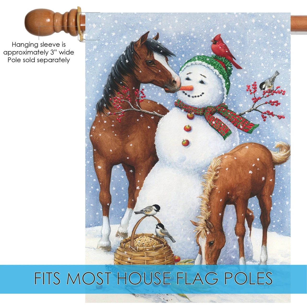 White And Brown Snowman Pasture Christmas Outdoor House Flag 40" X 28" 5 White And Brown Snowman Pasture Christmas Outdoor House Flag 40" X 28" - Image 5
