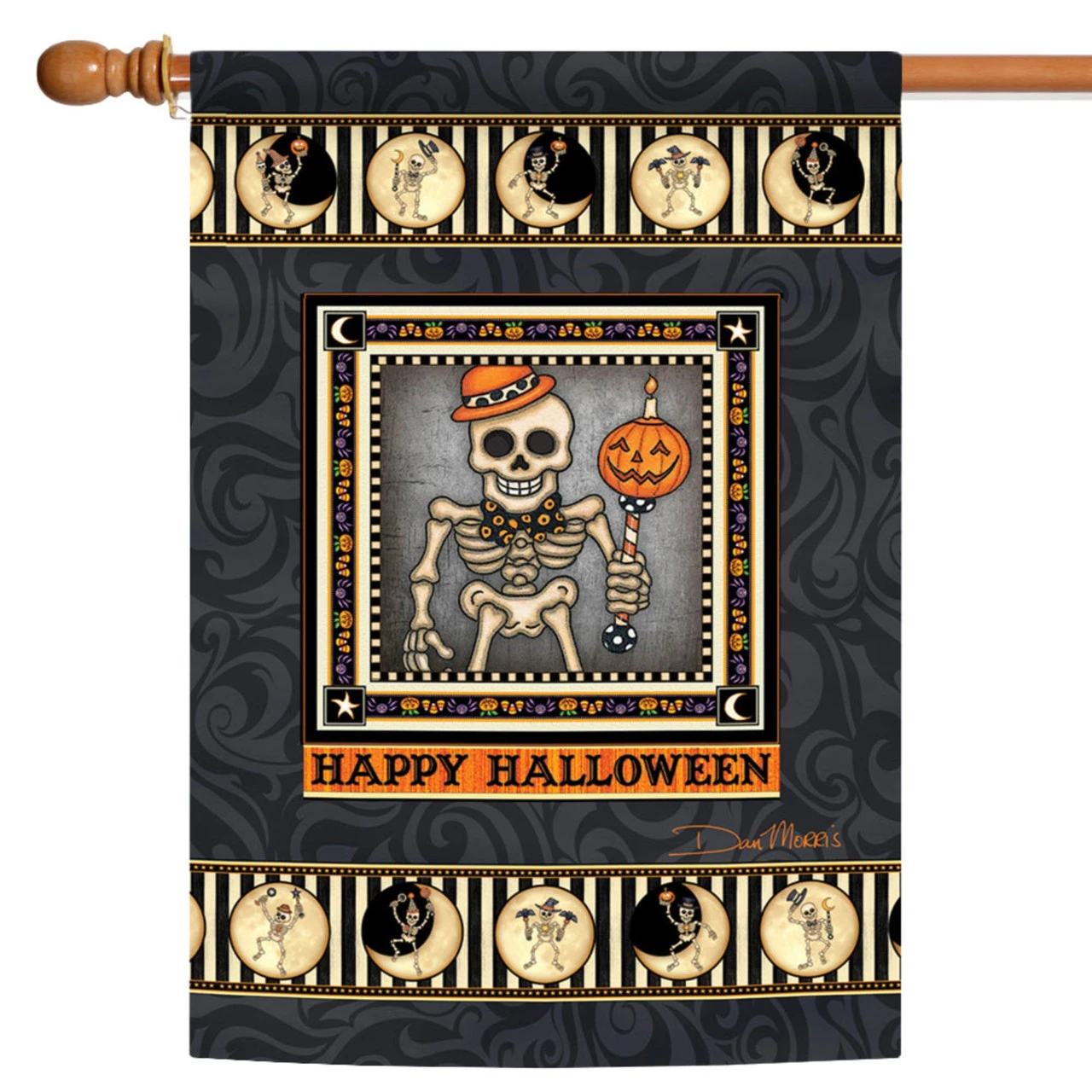 Gray And Orange Happy Halloween Outdoor House Flag 40" X 28" 1 Gray And Orange Happy Halloween Outdoor House Flag 40" X 28"