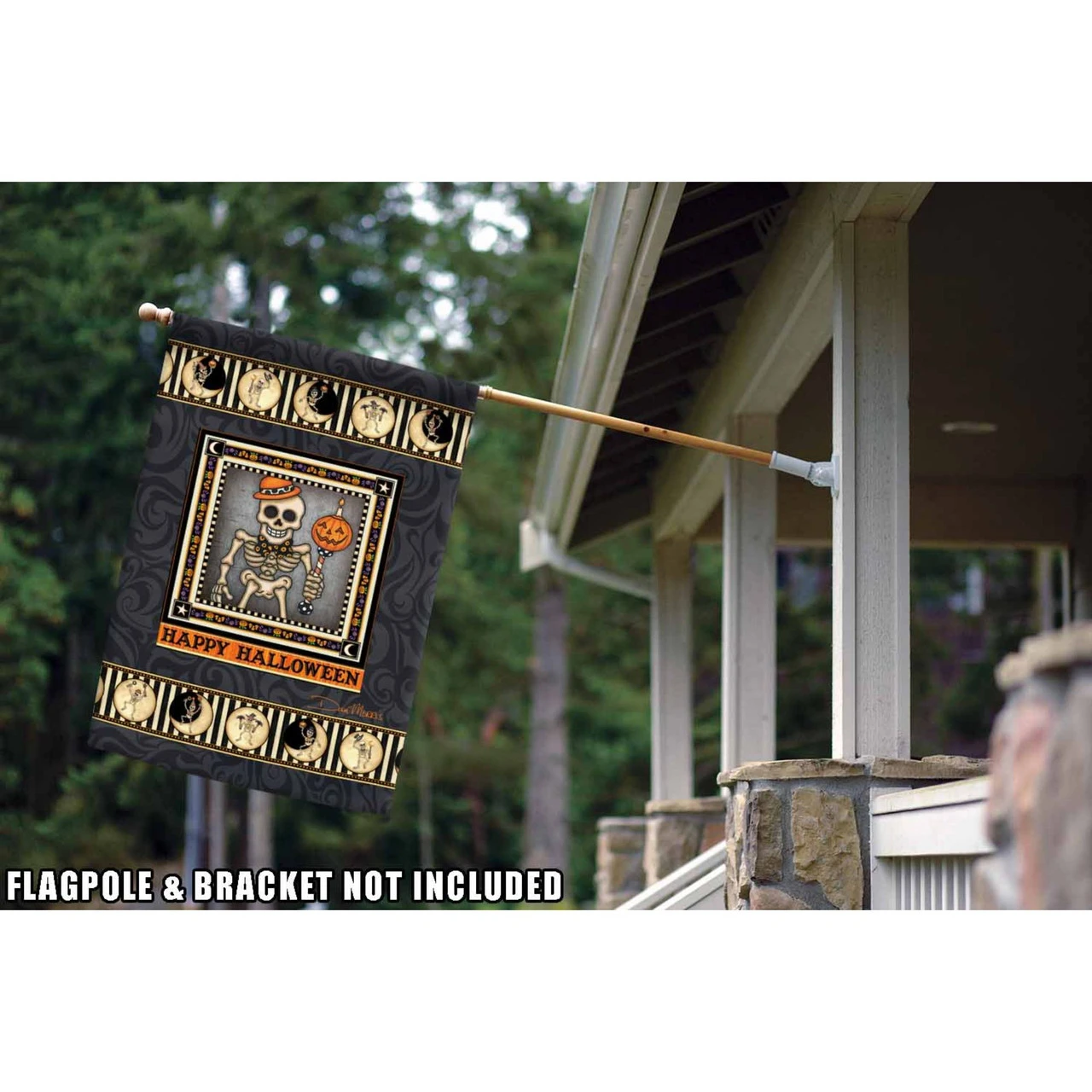 Gray And Orange Happy Halloween Outdoor House Flag 40" X 28" 2 Gray And Orange Happy Halloween Outdoor House Flag 40" X 28" - Image 2