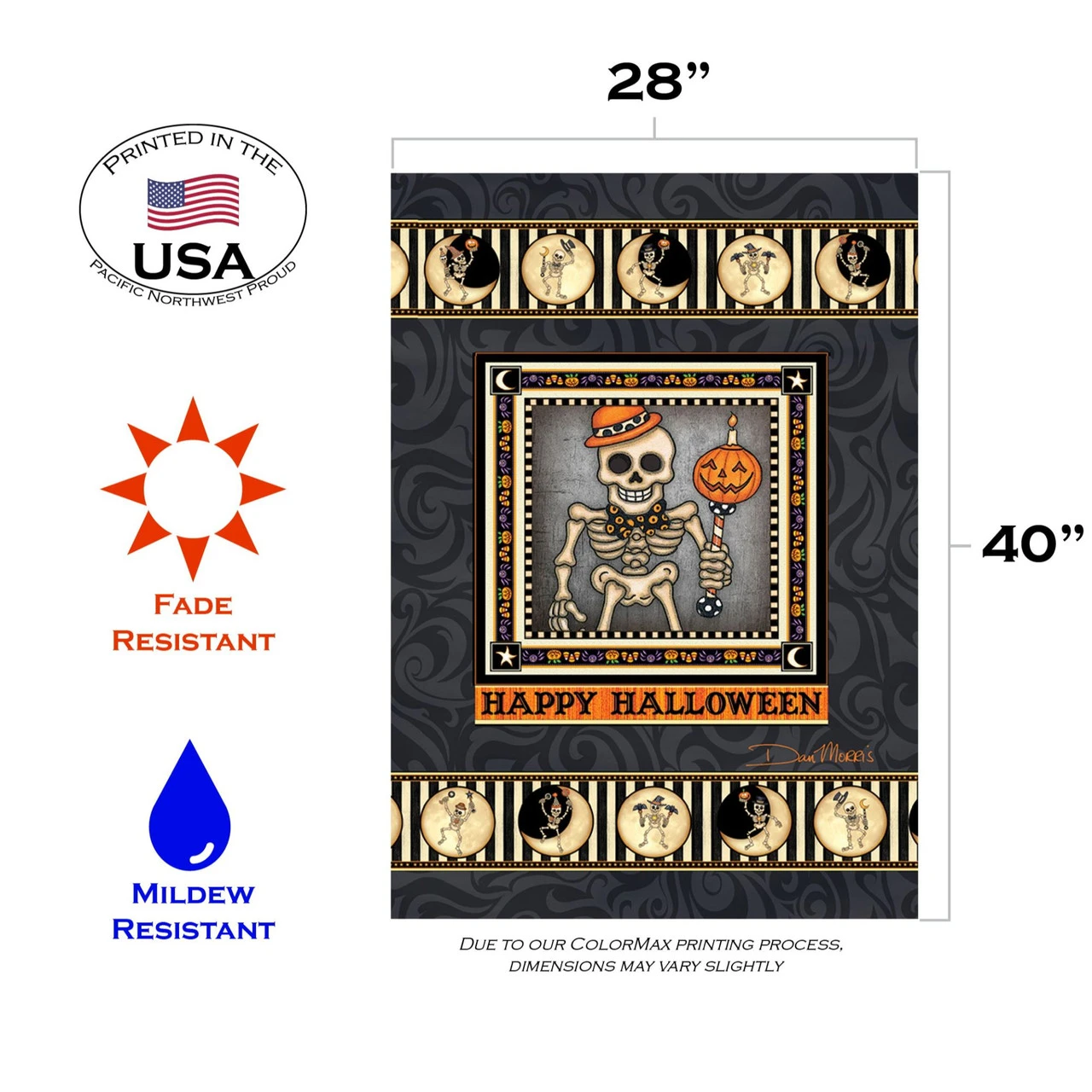 Gray And Orange Happy Halloween Outdoor House Flag 40" X 28" 3 Gray And Orange Happy Halloween Outdoor House Flag 40" X 28" - Image 3