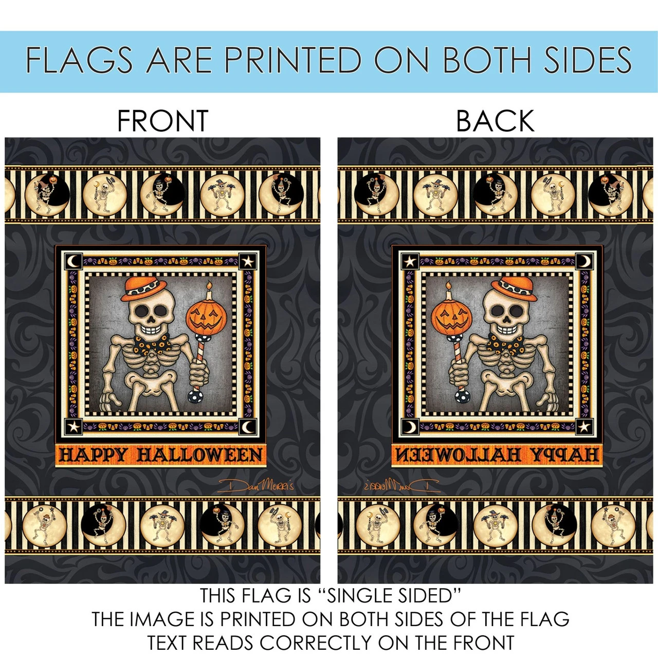 Gray And Orange Happy Halloween Outdoor House Flag 40" X 28" 4 Gray And Orange Happy Halloween Outdoor House Flag 40" X 28" - Image 4