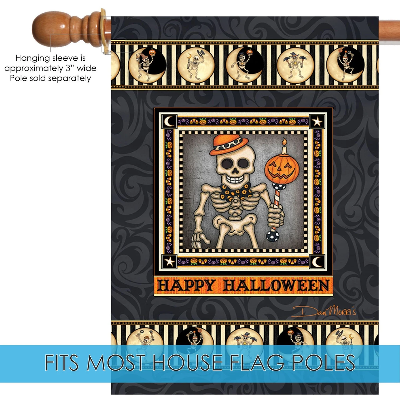 Gray And Orange Happy Halloween Outdoor House Flag 40" X 28" 5 Gray And Orange Happy Halloween Outdoor House Flag 40" X 28" - Image 5