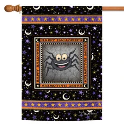 Gray And Orange Celestial Spider Outdoor House Flag 40" X 28"