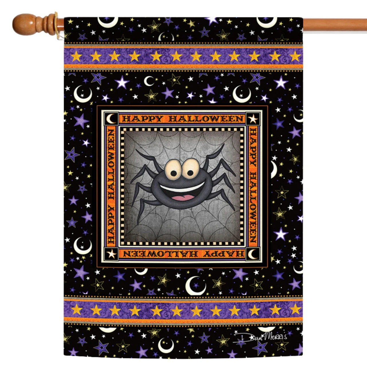 Gray And Orange Celestial Spider Outdoor House Flag 40" X 28" 1 Gray And Orange Celestial Spider Outdoor House Flag 40" X 28"