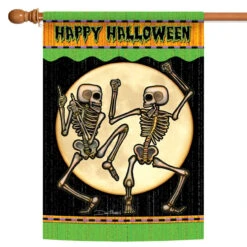 Orange And Green Happy Halloween Outdoor House Flag 40" X 28"