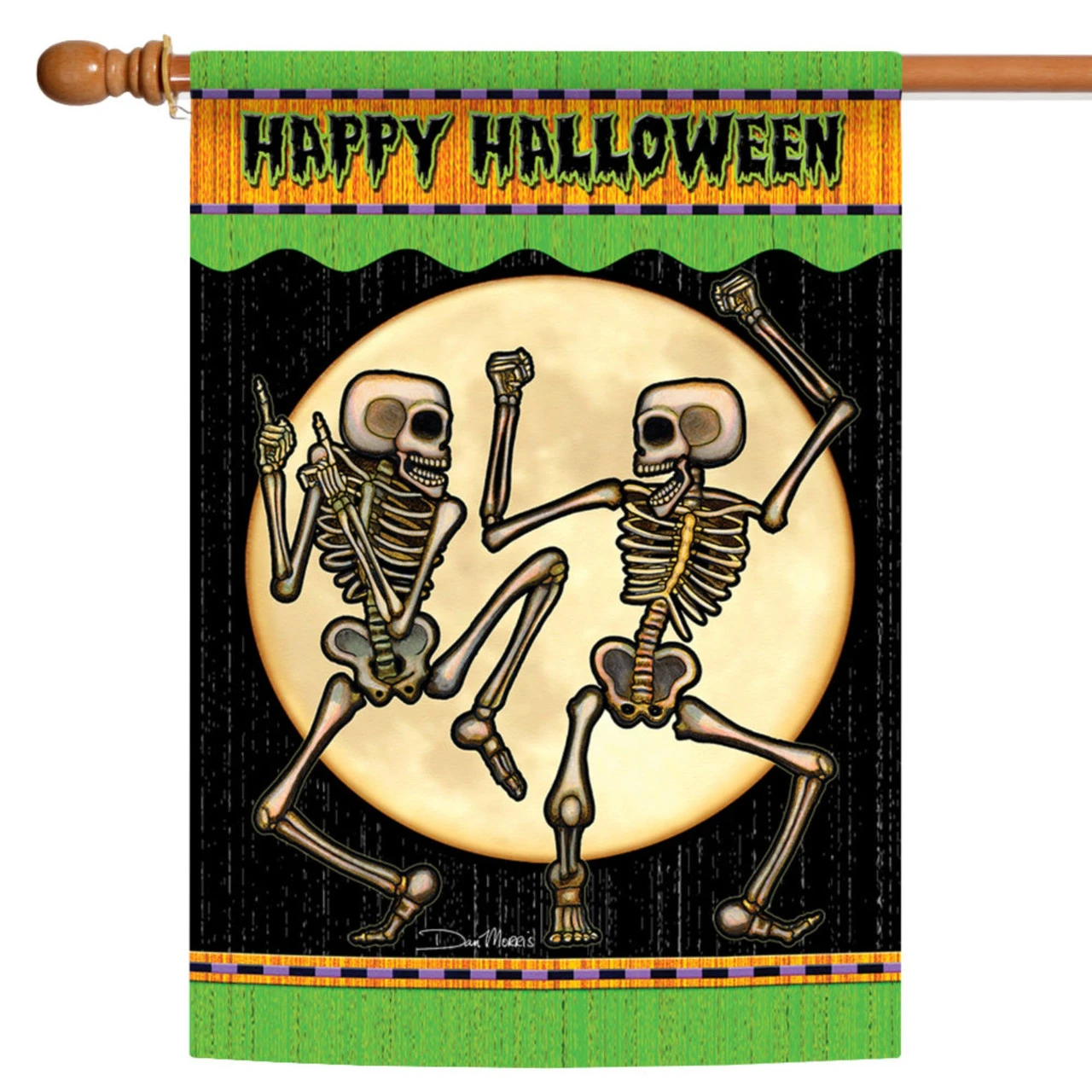 Orange And Green Happy Halloween Outdoor House Flag 40" X 28" 1 Orange And Green Happy Halloween Outdoor House Flag 40" X 28"