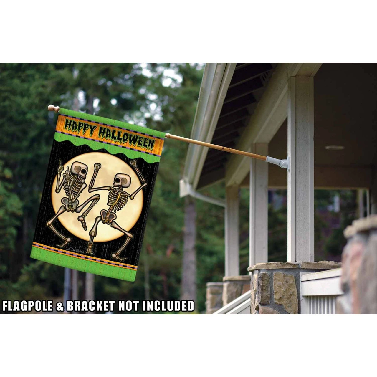 Orange And Green Happy Halloween Outdoor House Flag 40" X 28" 2 Orange And Green Happy Halloween Outdoor House Flag 40" X 28" - Image 2