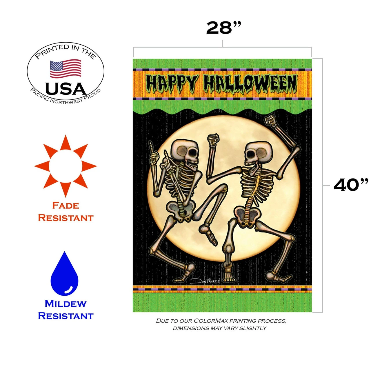 Orange And Green Happy Halloween Outdoor House Flag 40" X 28" 3 Orange And Green Happy Halloween Outdoor House Flag 40" X 28" - Image 3