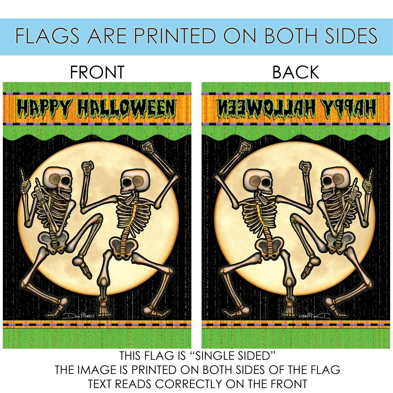 Orange And Green Happy Halloween Outdoor House Flag 40" X 28" 4 Orange And Green Happy Halloween Outdoor House Flag 40" X 28" - Image 4