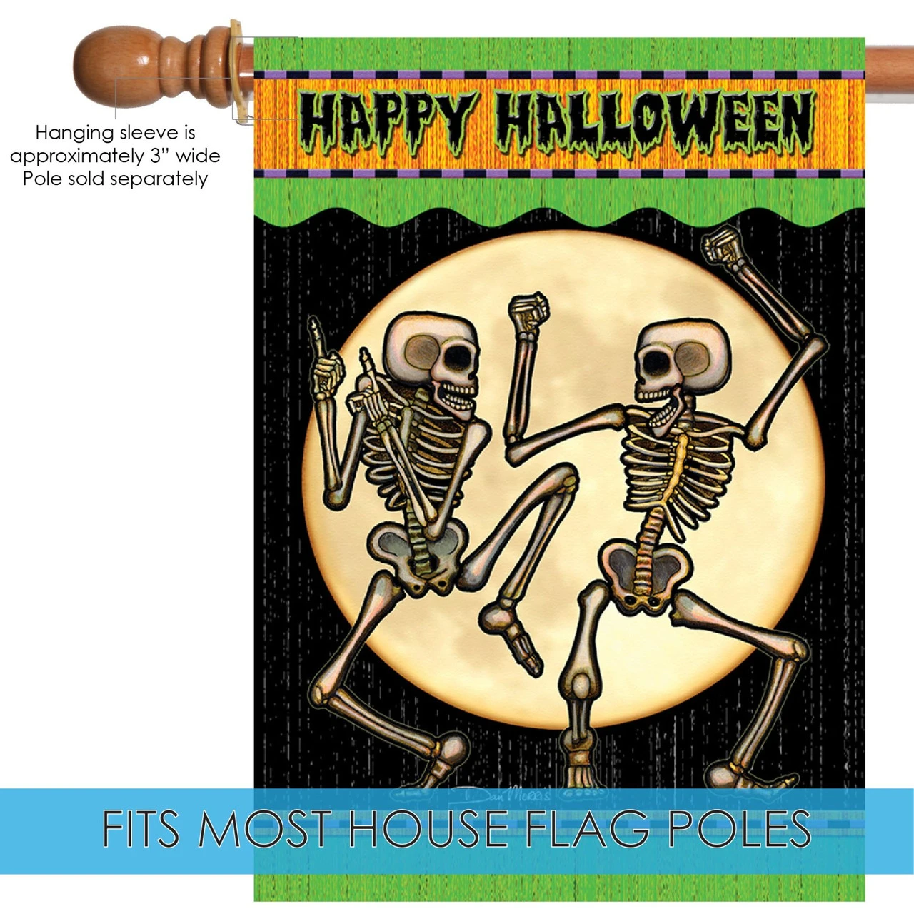 Orange And Green Happy Halloween Outdoor House Flag 40" X 28" 5 Orange And Green Happy Halloween Outdoor House Flag 40" X 28" - Image 5