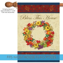 Red And Orange Autumn Wreath Outdoor House Flag 40" X 28" 9 Red And Orange Autumn Wreath Outdoor House Flag 40" X 28" -PatioVibe Shop dtol 1010492 5 85205.1683660624