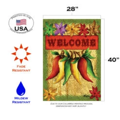 Green And Red Welcome Peppers Thanksgiving Outdoor House Flag 40" X 28" 7 Green And Red Welcome Peppers Thanksgiving Outdoor House Flag 40" X 28" -PatioVibe Shop dtol 1010504 3 41225.1683717676