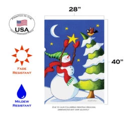 Green And White Snowman Star Christmas Outdoor House Flag 40" X 28" 7 Green And White Snowman Star Christmas Outdoor House Flag 40" X 28" -PatioVibe Shop dtol 1010507 3 81690.1683717691
