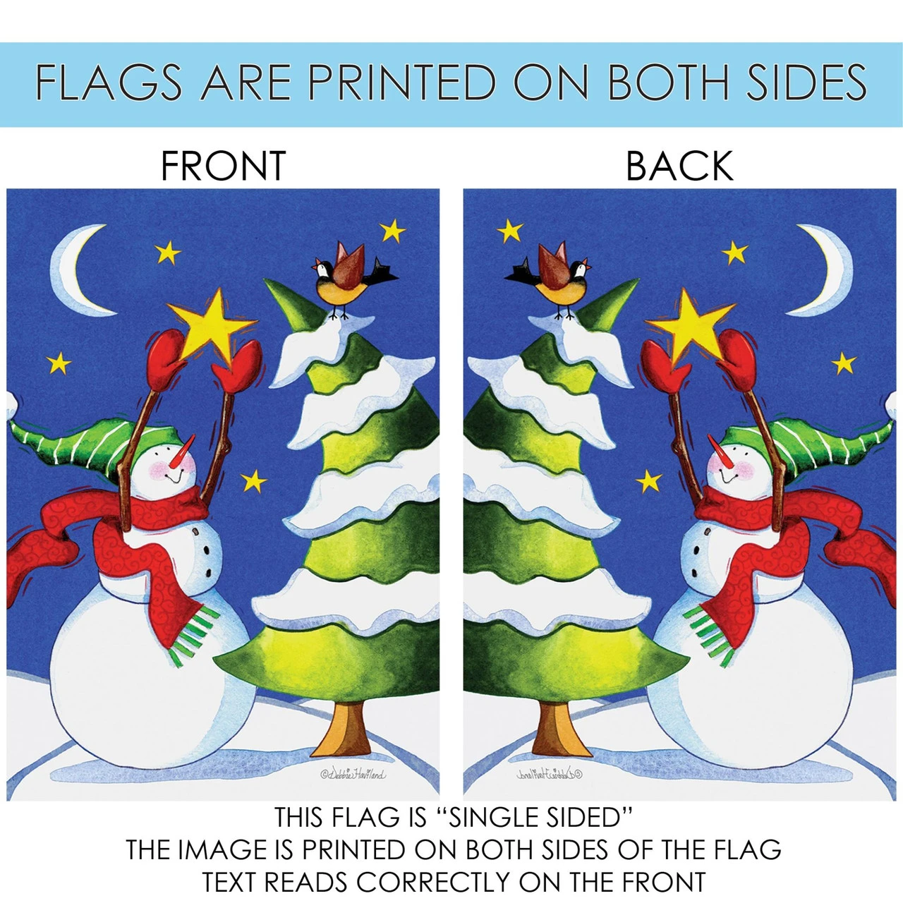 Green And White Snowman Star Christmas Outdoor House Flag 40" X 28" 4 Green And White Snowman Star Christmas Outdoor House Flag 40" X 28" - Image 4