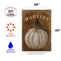 Brown And Gray Pumpkin Happy Harvest Outdoor House Flag 40" X 28" -PatioVibe Shop dtol 1010517 3 65094.1683805550