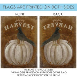 Brown And Gray Pumpkin Happy Harvest Outdoor House Flag 40" X 28" -PatioVibe Shop dtol 1010517 4 50591.1683805550