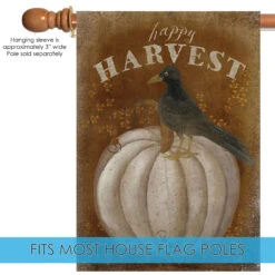 Brown And Gray Pumpkin Happy Harvest Outdoor House Flag 40" X 28" -PatioVibe Shop dtol 1010517 5 14107.1683805550