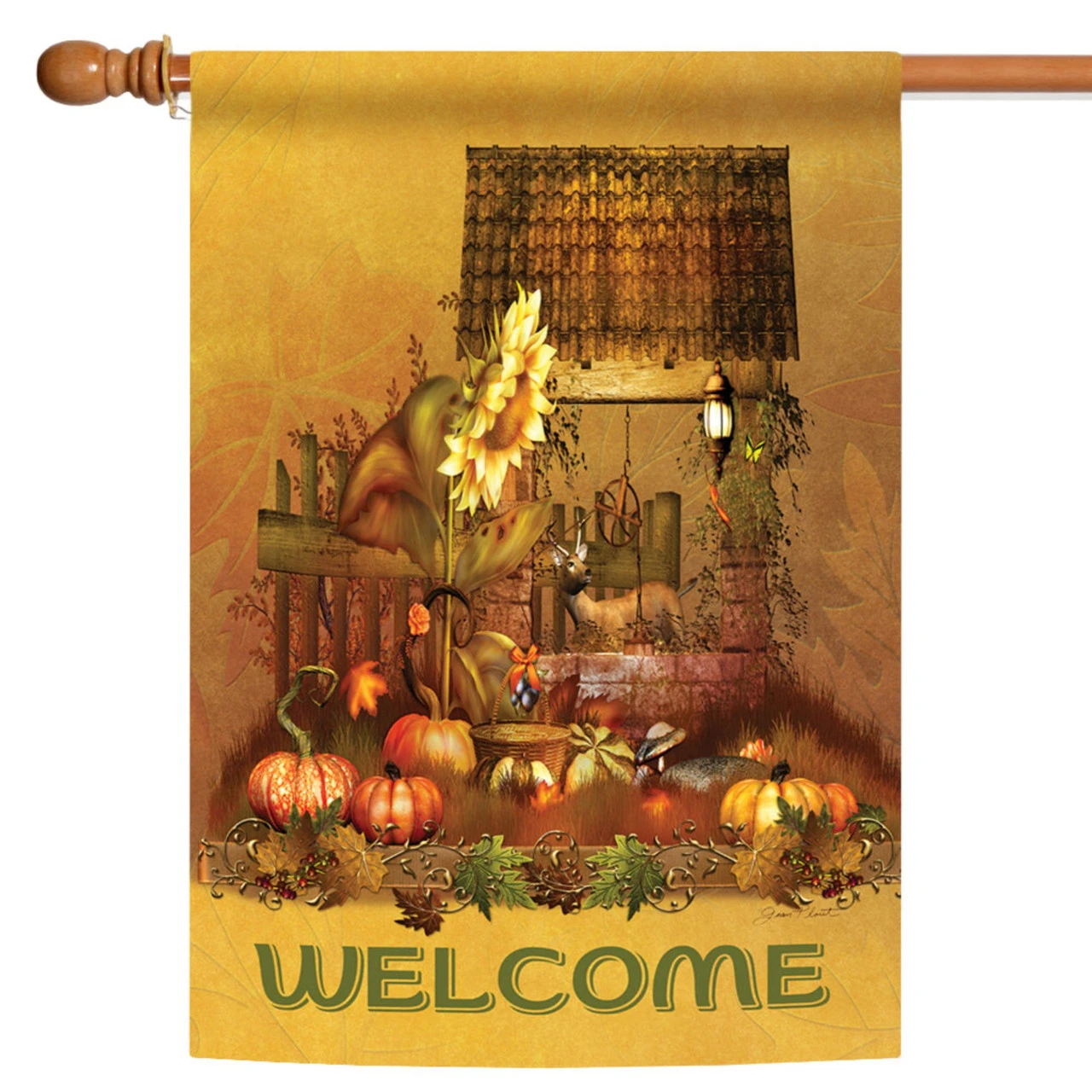 Yellow And Brown Autumn Farm Welcome Outdoor House Flag 40" X 28" 1 Yellow And Brown Autumn Farm Welcome Outdoor House Flag 40" X 28"