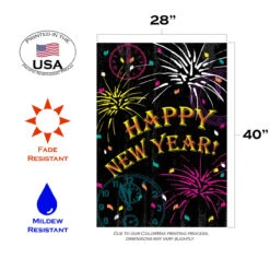 Black And Yellow Happy New Year Outdoor House Flag 40" X 28" 7 Black And Yellow Happy New Year Outdoor House Flag 40" X 28" -PatioVibe Shop dtol 1010536 3 94411.1683819499