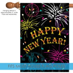 Black And Yellow Happy New Year Outdoor House Flag 40" X 28" 9 Black And Yellow Happy New Year Outdoor House Flag 40" X 28" -PatioVibe Shop dtol 1010536 5 19884.1683819500