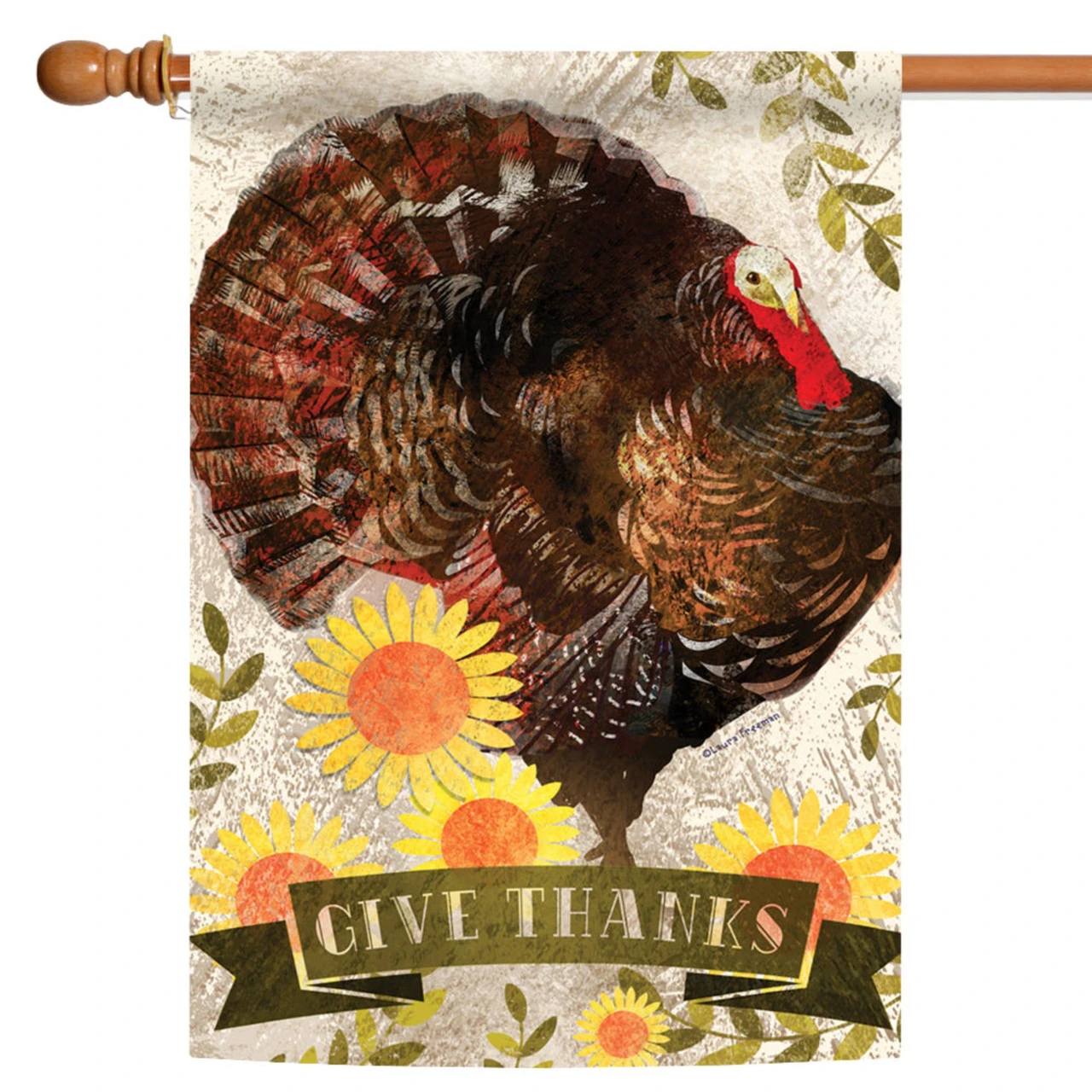 Brown And Yellow Turkey Thanksgiving Outdoor House Flag 40" X 28" 1 Brown And Yellow Turkey Thanksgiving Outdoor House Flag 40" X 28"