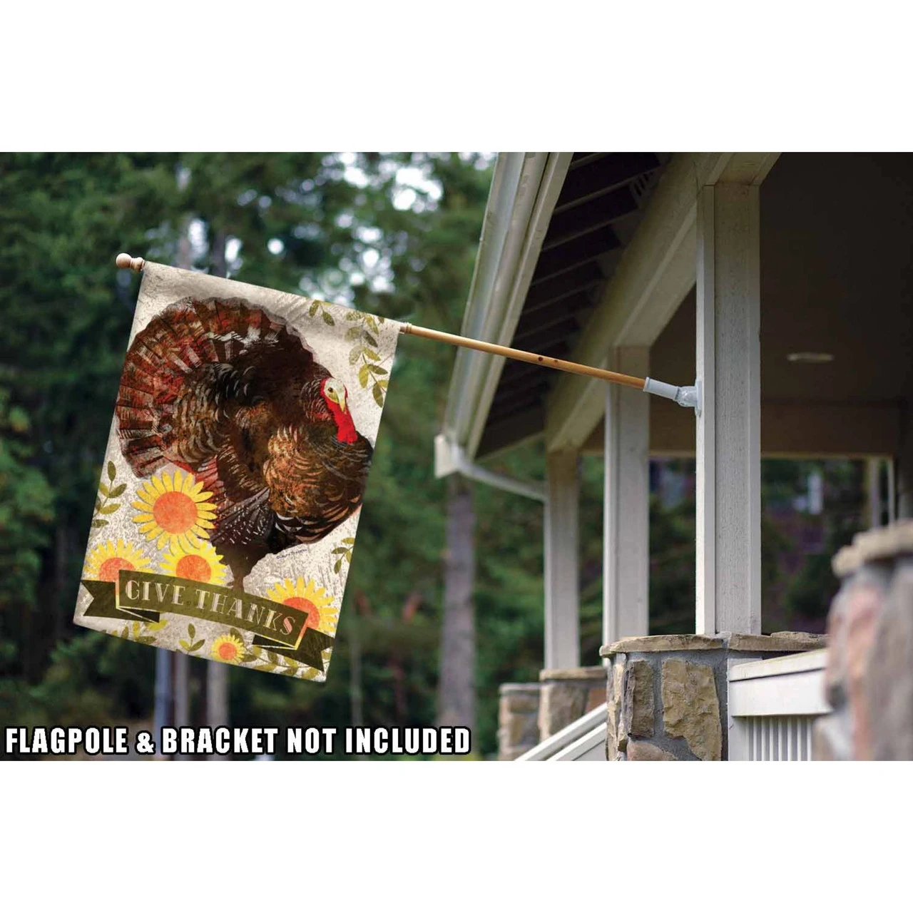 Brown And Yellow Turkey Thanksgiving Outdoor House Flag 40" X 28" 2 Brown And Yellow Turkey Thanksgiving Outdoor House Flag 40" X 28" - Image 2