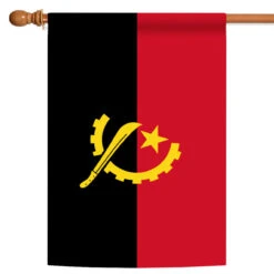 Red And Black Angola Outdoor House Flag 40" X 28"