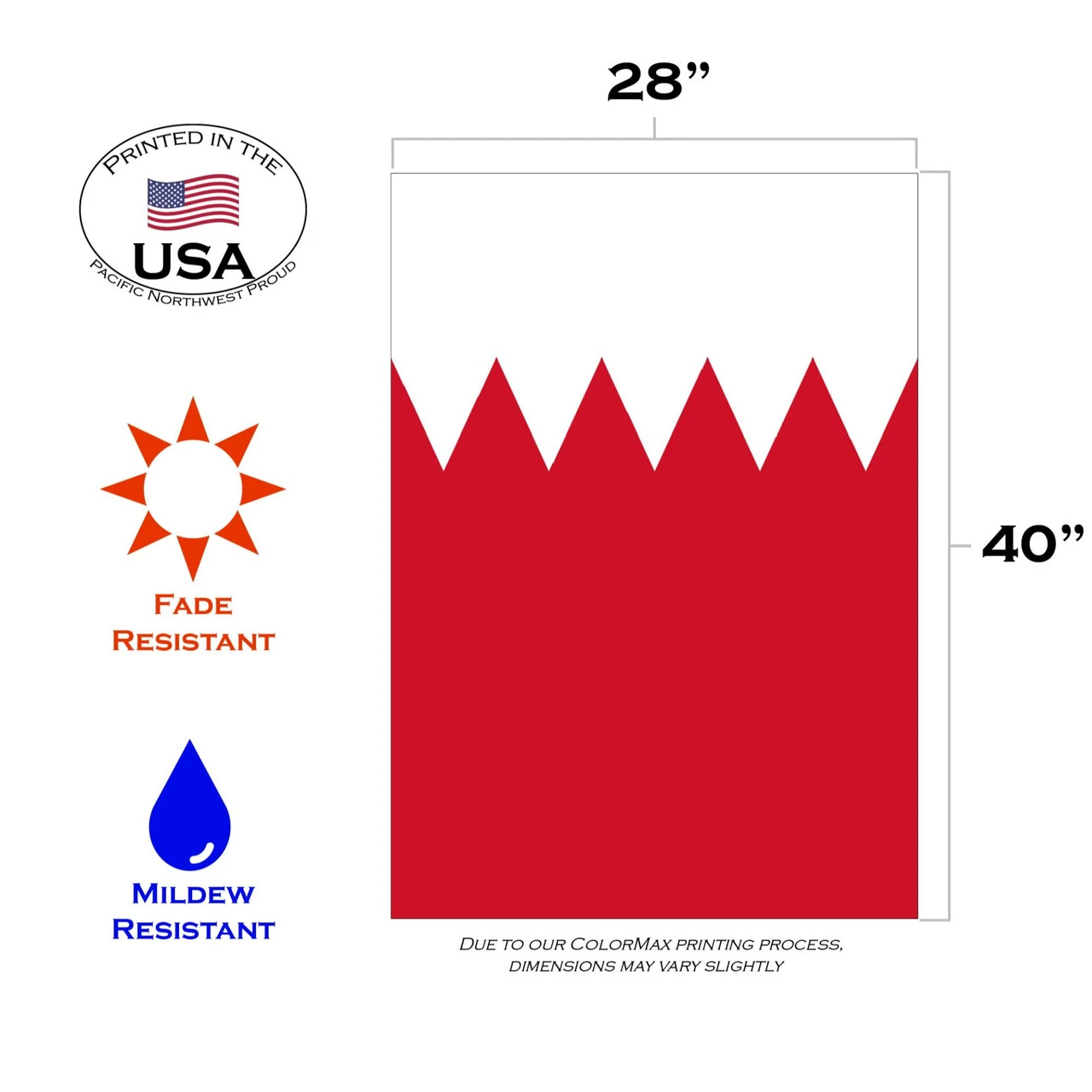 Red And White Bahrain Outdoor House Flag 40" X 28" 3 Red And White Bahrain Outdoor House Flag 40" X 28" - Image 3