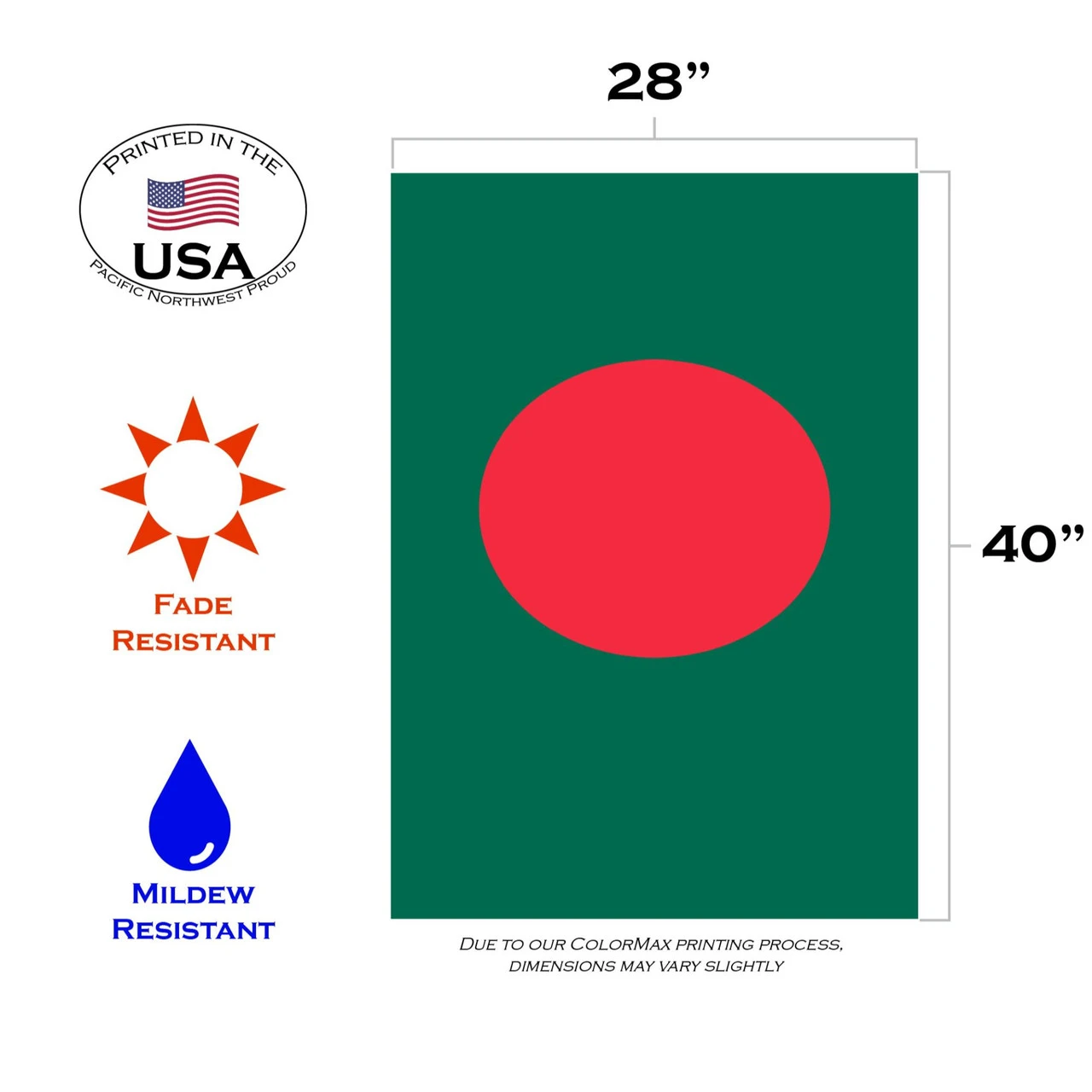 Green And Red Bangladesh Outdoor House Flag 40" X 28" 3 Green And Red Bangladesh Outdoor House Flag 40" X 28" - Image 3