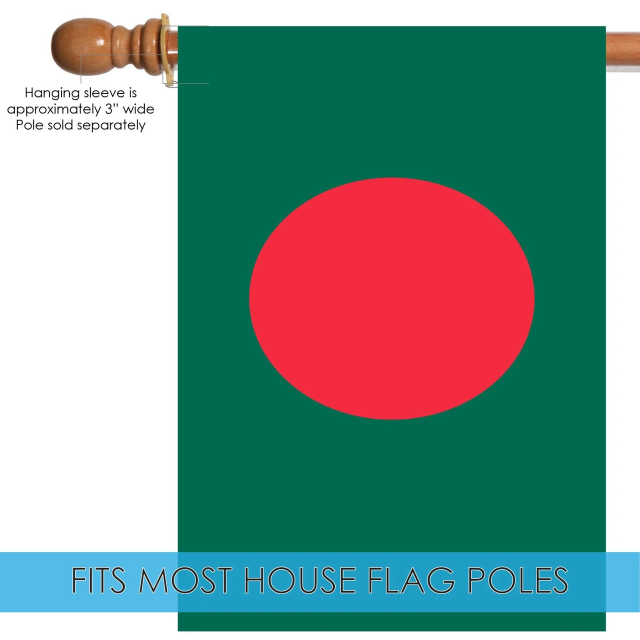 Green And Red Bangladesh Outdoor House Flag 40" X 28" 5 Green And Red Bangladesh Outdoor House Flag 40" X 28" - Image 5