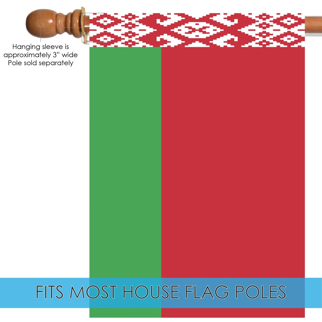 Red And Green Belarus Outdoor House Flag 40" X 28" 5 Red And Green Belarus Outdoor House Flag 40" X 28" - Image 5