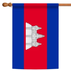 Red And Blue Cambodia Outdoor House Flag 40" X 28"