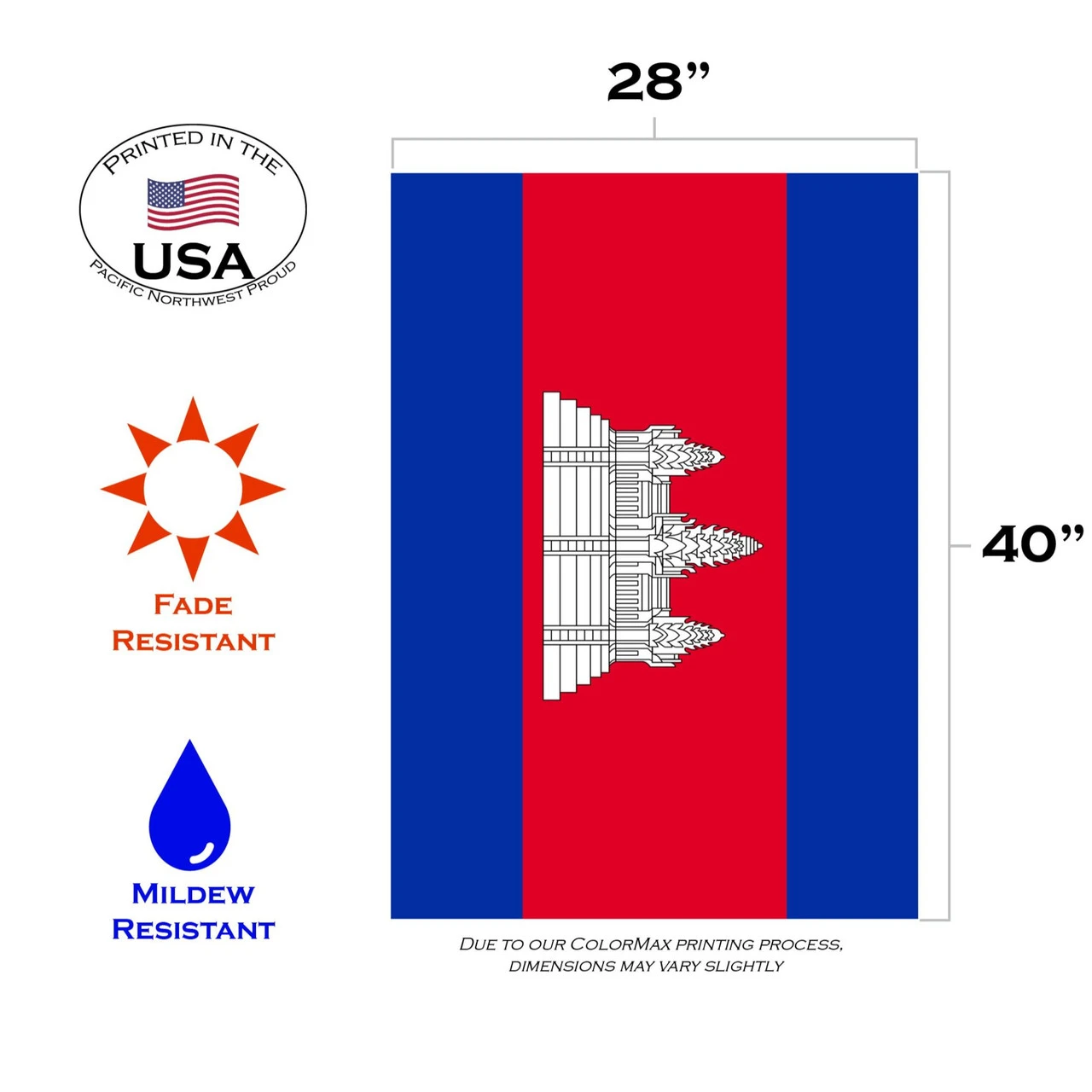 Red And Blue Cambodia Outdoor House Flag 40" X 28" 3 Red And Blue Cambodia Outdoor House Flag 40" X 28" - Image 3