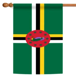 Green And Yellow Dominica Outdoor House Flag 40" X 28"