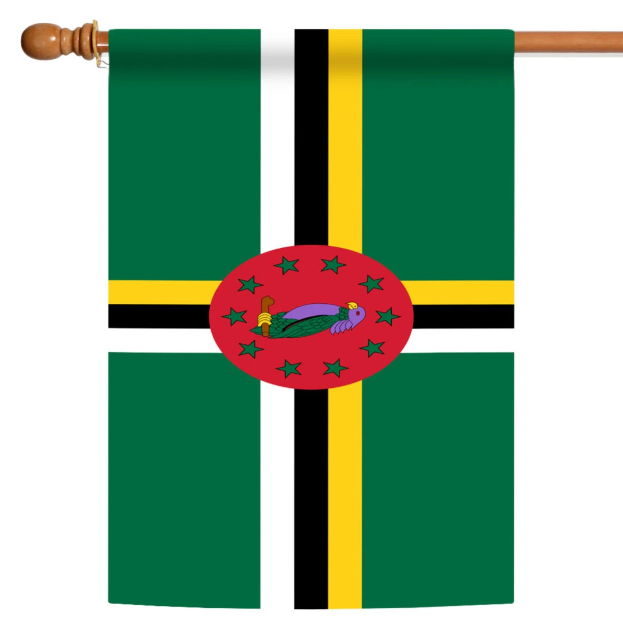 Green And Yellow Dominica Outdoor House Flag 40" X 28" 1 Green And Yellow Dominica Outdoor House Flag 40" X 28"