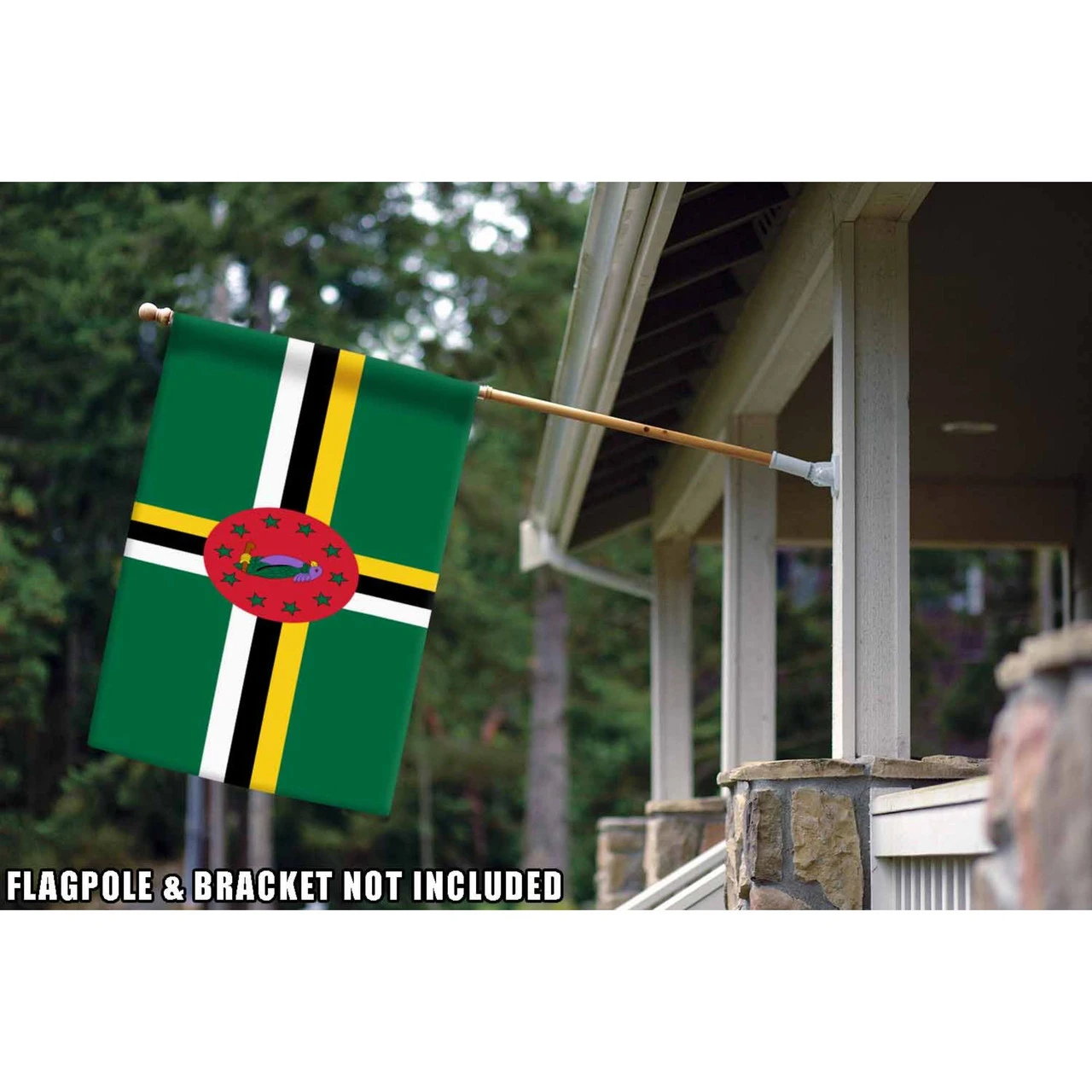 Green And Yellow Dominica Outdoor House Flag 40" X 28" 2 Green And Yellow Dominica Outdoor House Flag 40" X 28" - Image 2