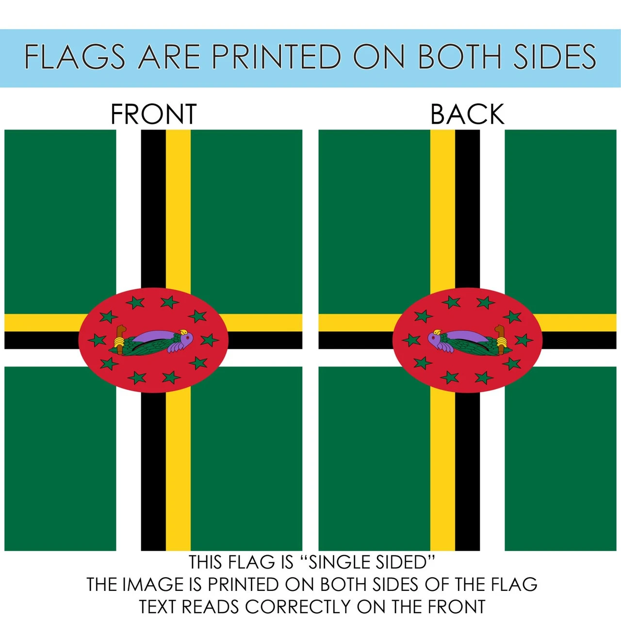 Green And Yellow Dominica Outdoor House Flag 40" X 28" 4 Green And Yellow Dominica Outdoor House Flag 40" X 28" - Image 4