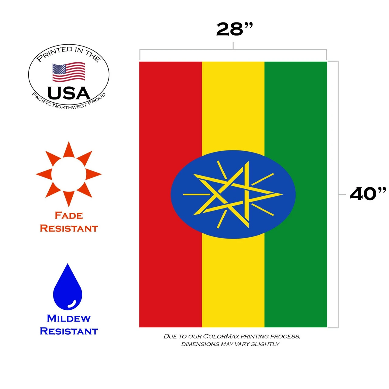 Green And Red Ethiopia Outdoor House Flag 40" X 28" 3 Green And Red Ethiopia Outdoor House Flag 40" X 28" - Image 3