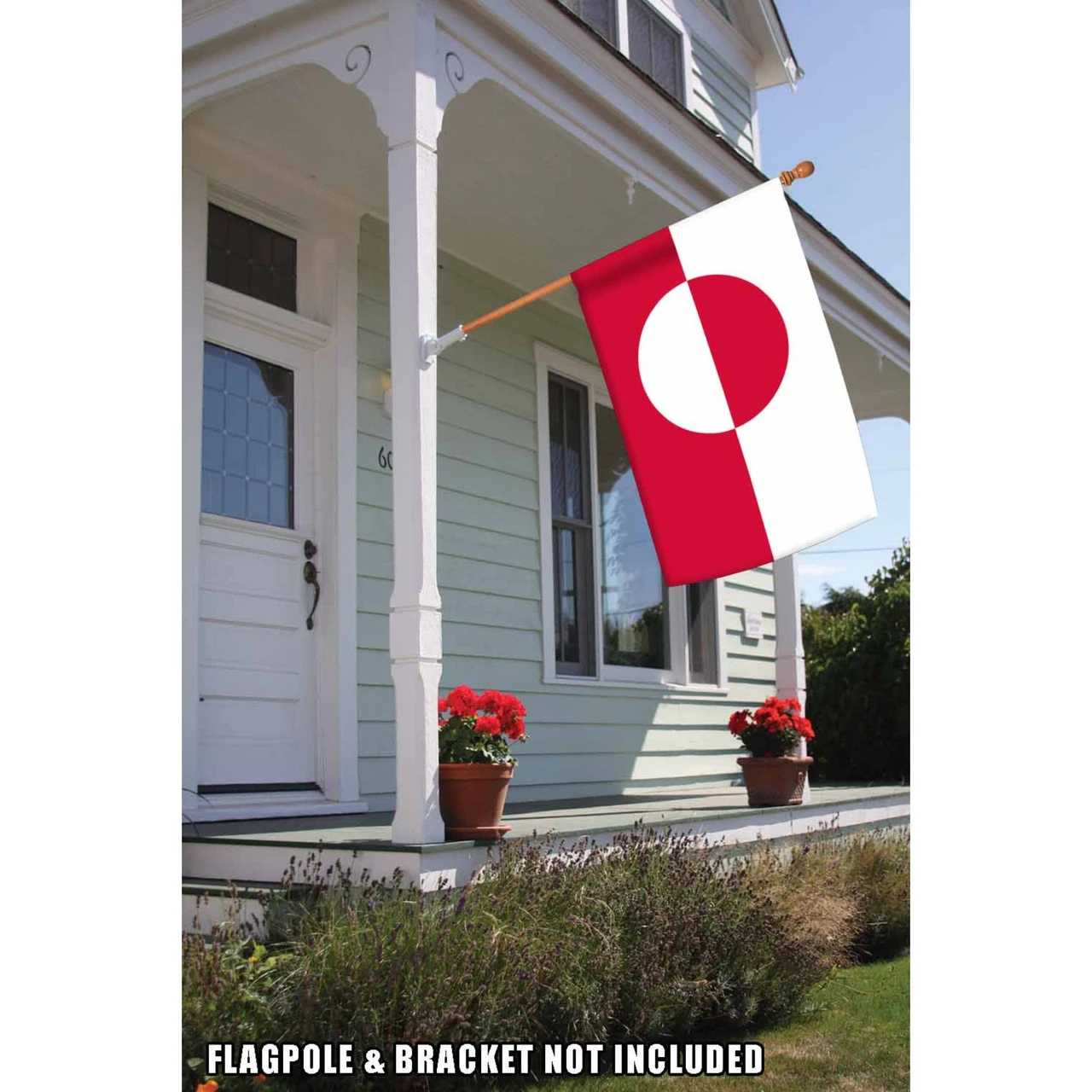 White And Red Greenland Outdoor House Flag 40" X 28" 2 White And Red Greenland Outdoor House Flag 40" X 28" - Image 2