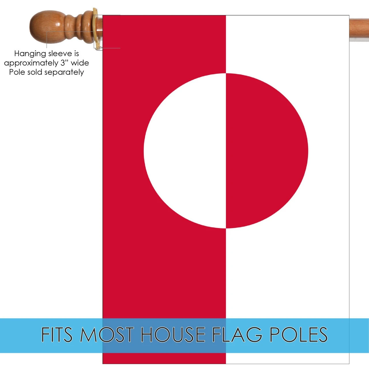 White And Red Greenland Outdoor House Flag 40" X 28" 5 White And Red Greenland Outdoor House Flag 40" X 28" - Image 5