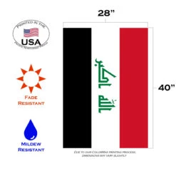Black And Red Iraq Outdoor House Flag 40" X 28" -PatioVibe Shop dtol 1010639 3 39427.1683356183